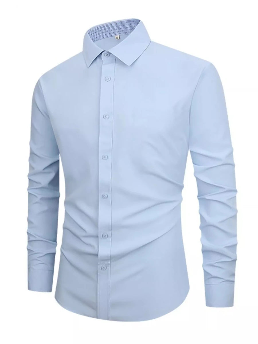 Men's Full Size Slim Fit Long Sleeve Shirt Plus Size in charcoal grey – modern office-to-evening wear