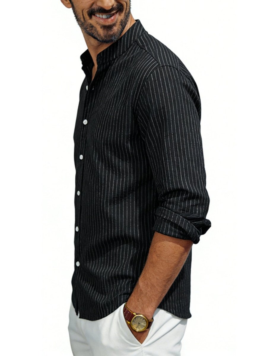 Men's Full Size Striped Long Sleeve Shirt Plus Size - WowStore.live