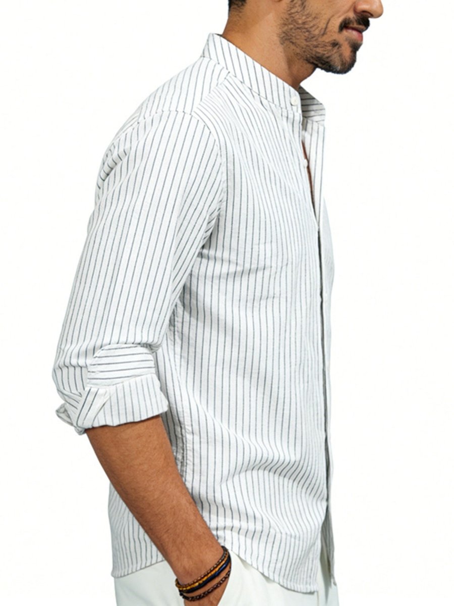 Men's Full Size Striped Long Sleeve Shirt Plus Size - WowStore.live