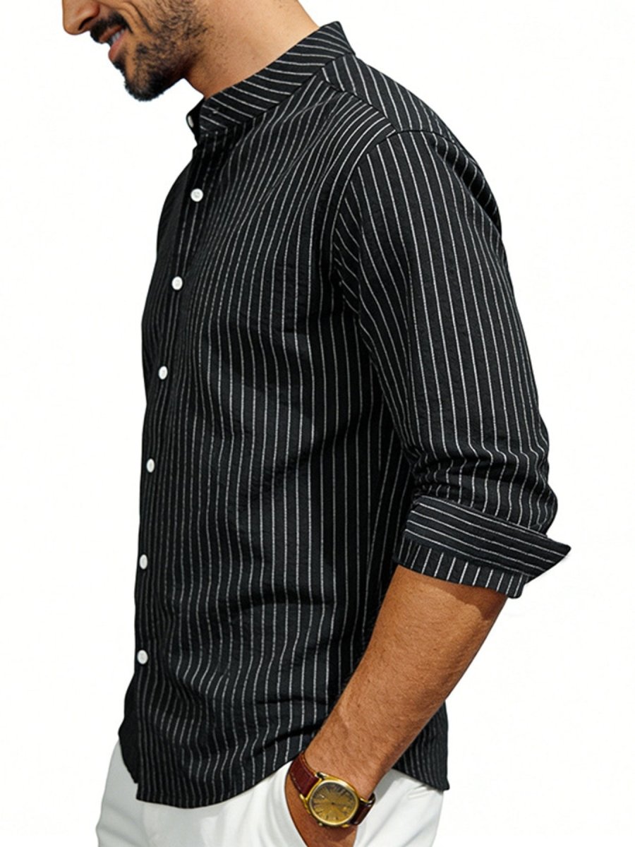 Men's Full Size Striped Long Sleeve Shirt Plus Size - WowStore.live