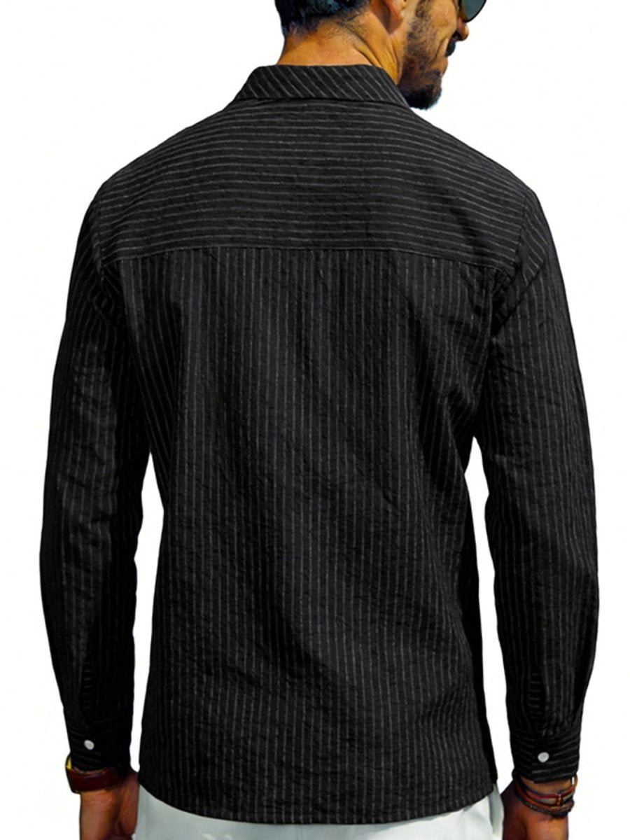 Men's Full Size Striped Long Sleeve Shirt Plus Size - WowStore.live