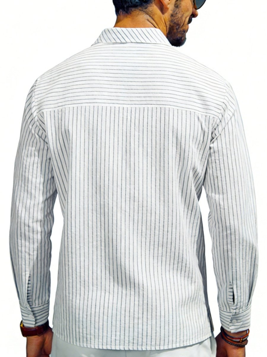Men's Full Size Striped Long Sleeve Shirt Plus Size - WowStore.live