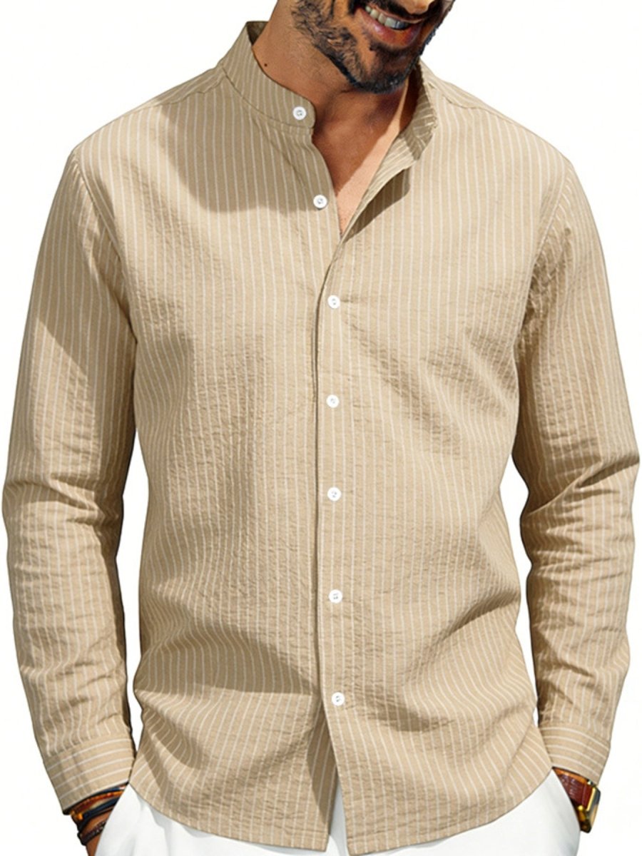 Men's Full Size Striped Long Sleeve Shirt Plus Size - WowStore.live
