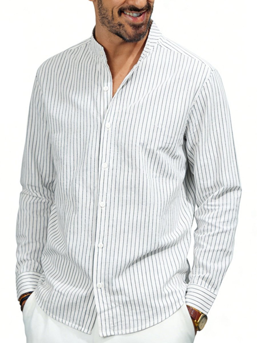 Men's Full Size Striped Long Sleeve Shirt Plus Size - WowStore.live