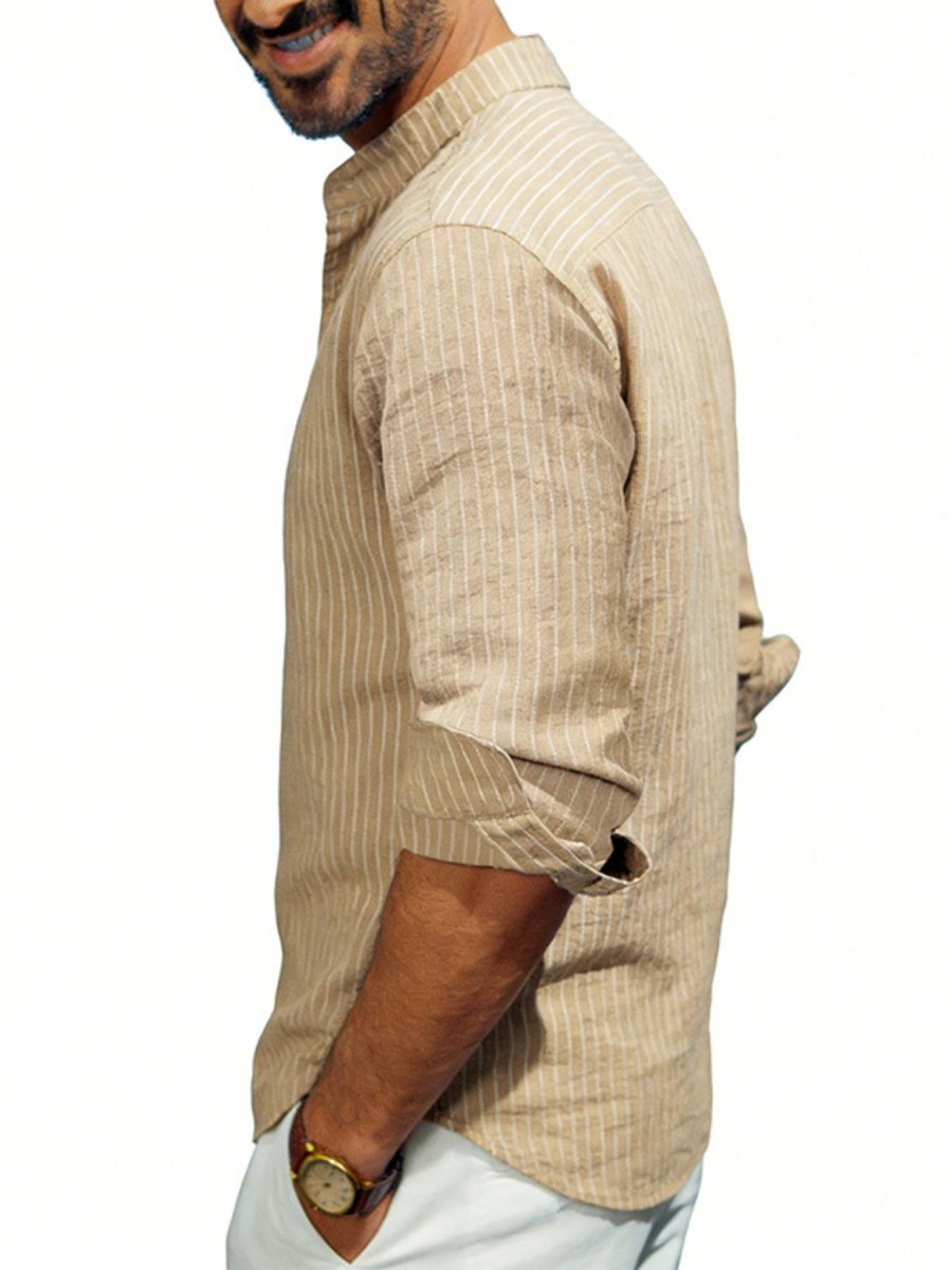 Men's Full Size Striped Long Sleeve Shirt Plus Size - WowStore.live