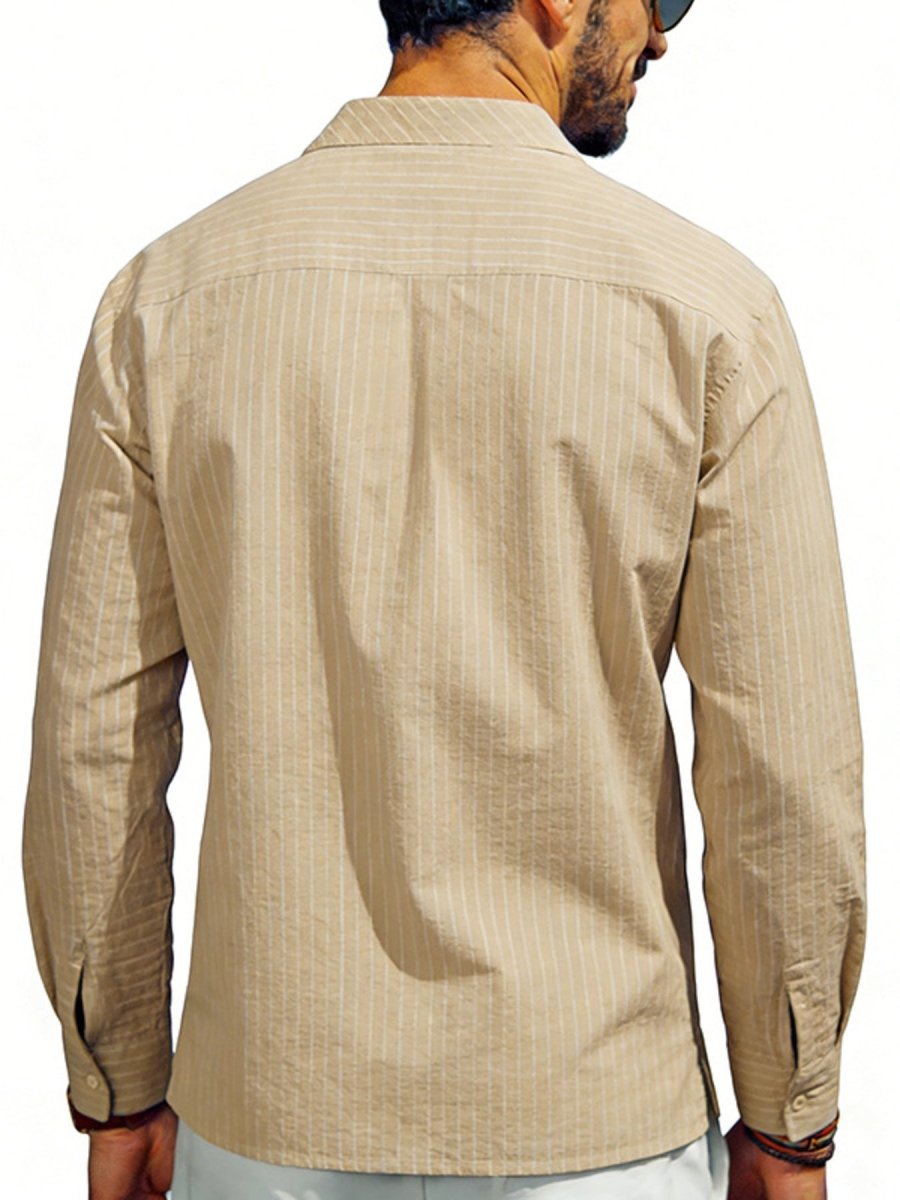 Men's Full Size Striped Long Sleeve Shirt Plus Size - WowStore.live