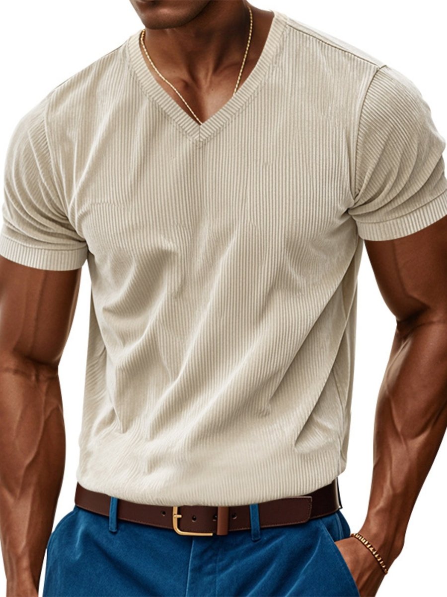 Men's Full Size V-Neck Slim Fit T-Shirt Plus Size - WowStore.live