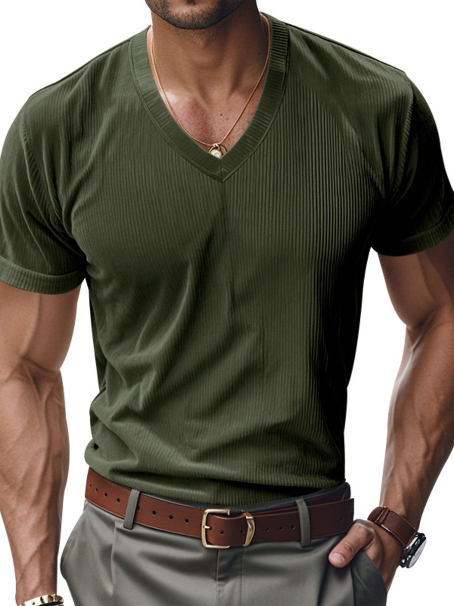 Men's Full Size V-Neck Slim Fit T-Shirt Plus Size - WowStore.live