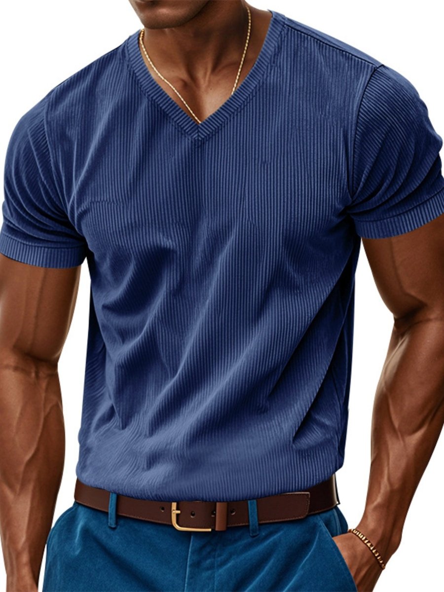 Men's Full Size V-Neck Slim Fit T-Shirt Plus Size - WowStore.live