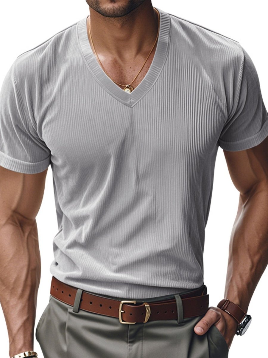 Men's Full Size V-Neck Slim Fit T-Shirt Plus Size - WowStore.live