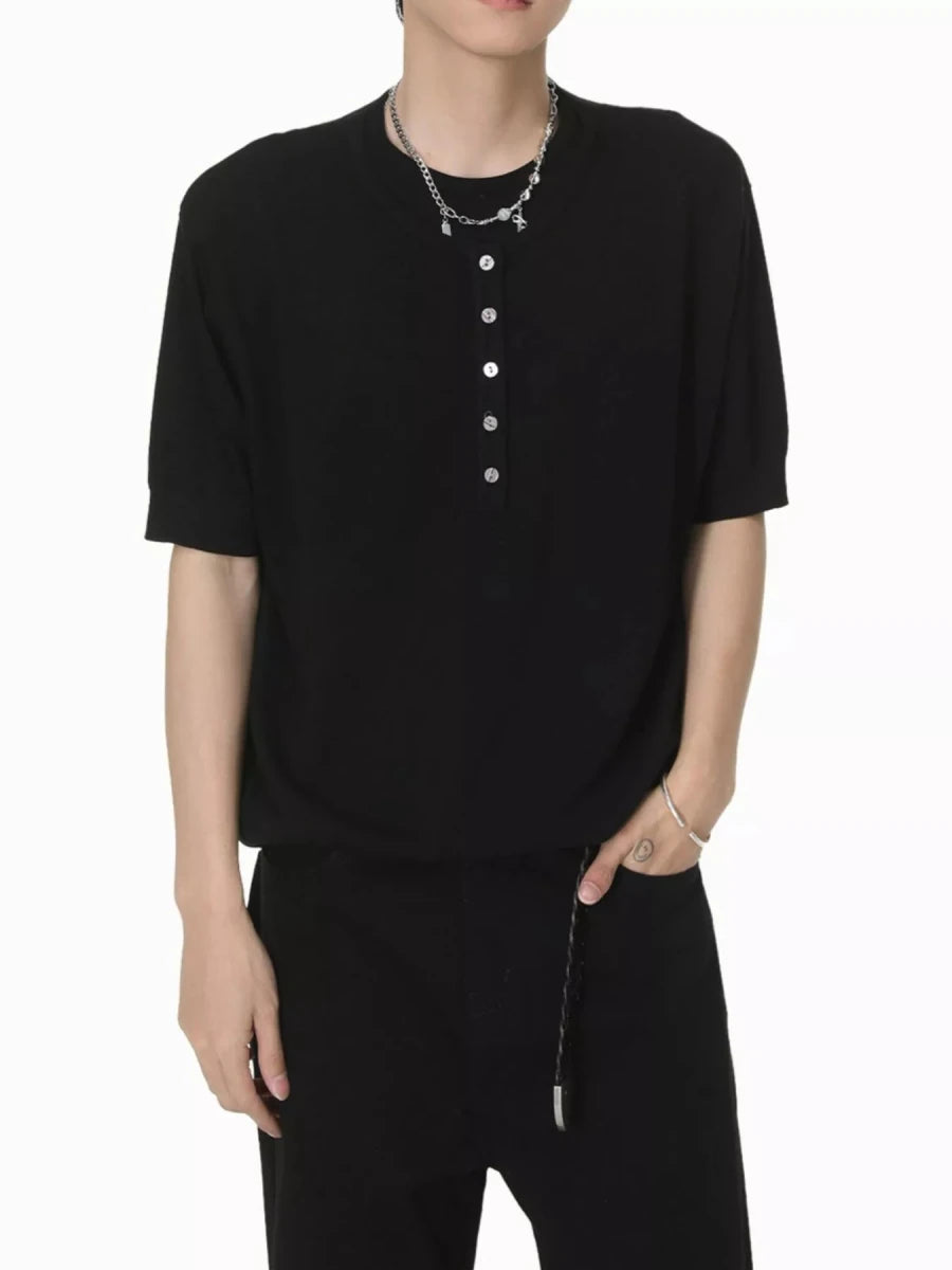 Men's Henley T-Shirt with Button Detail - WowStore.live