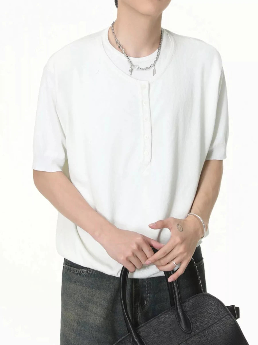 Men's Henley T-Shirt with Button Detail - WowStore.live