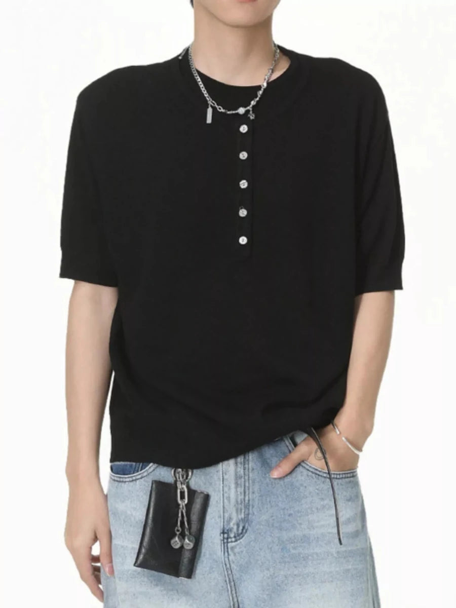 Men's Henley T-Shirt with Button Detail - WowStore.live