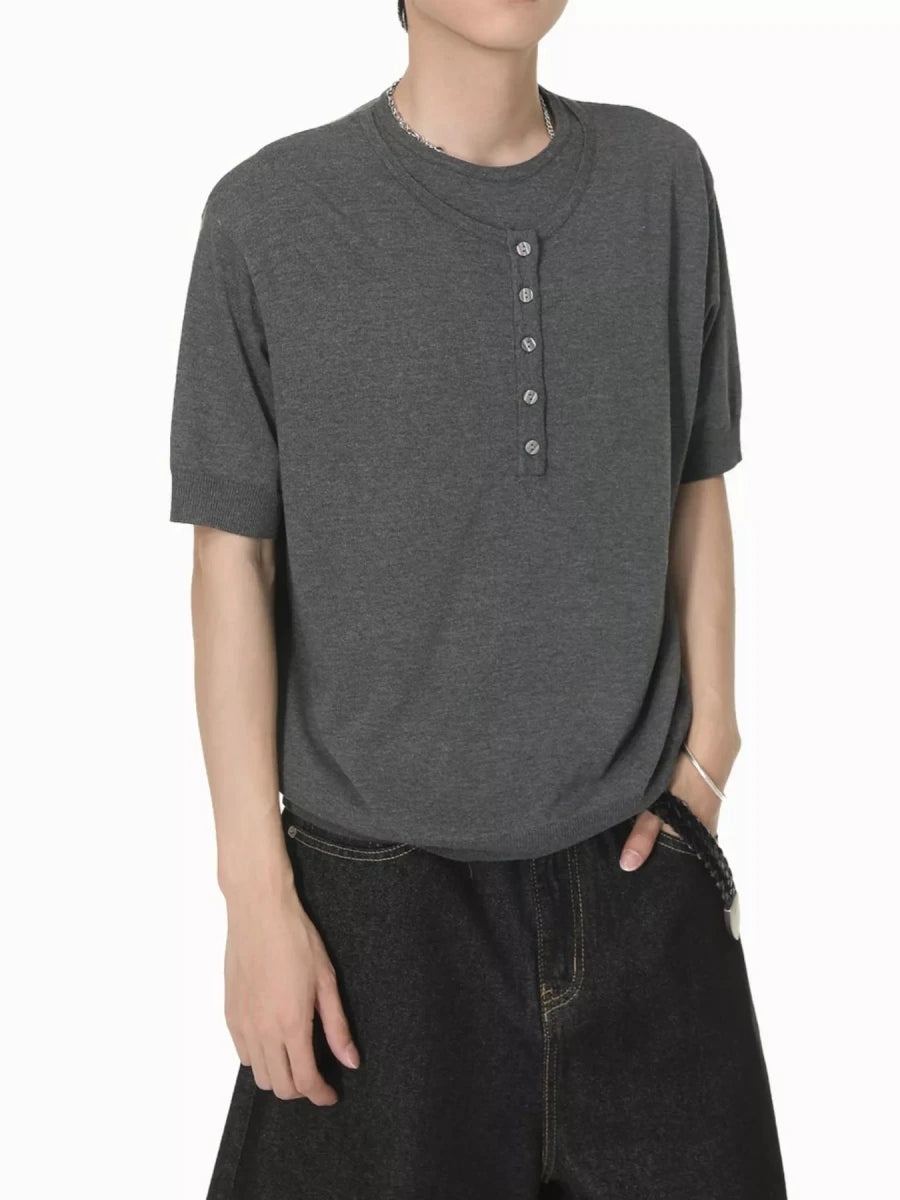 Men's Henley T-Shirt with Button Detail - WowStore.live