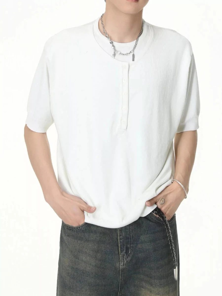 Men's Henley T-Shirt with Button Detail - WowStore.live