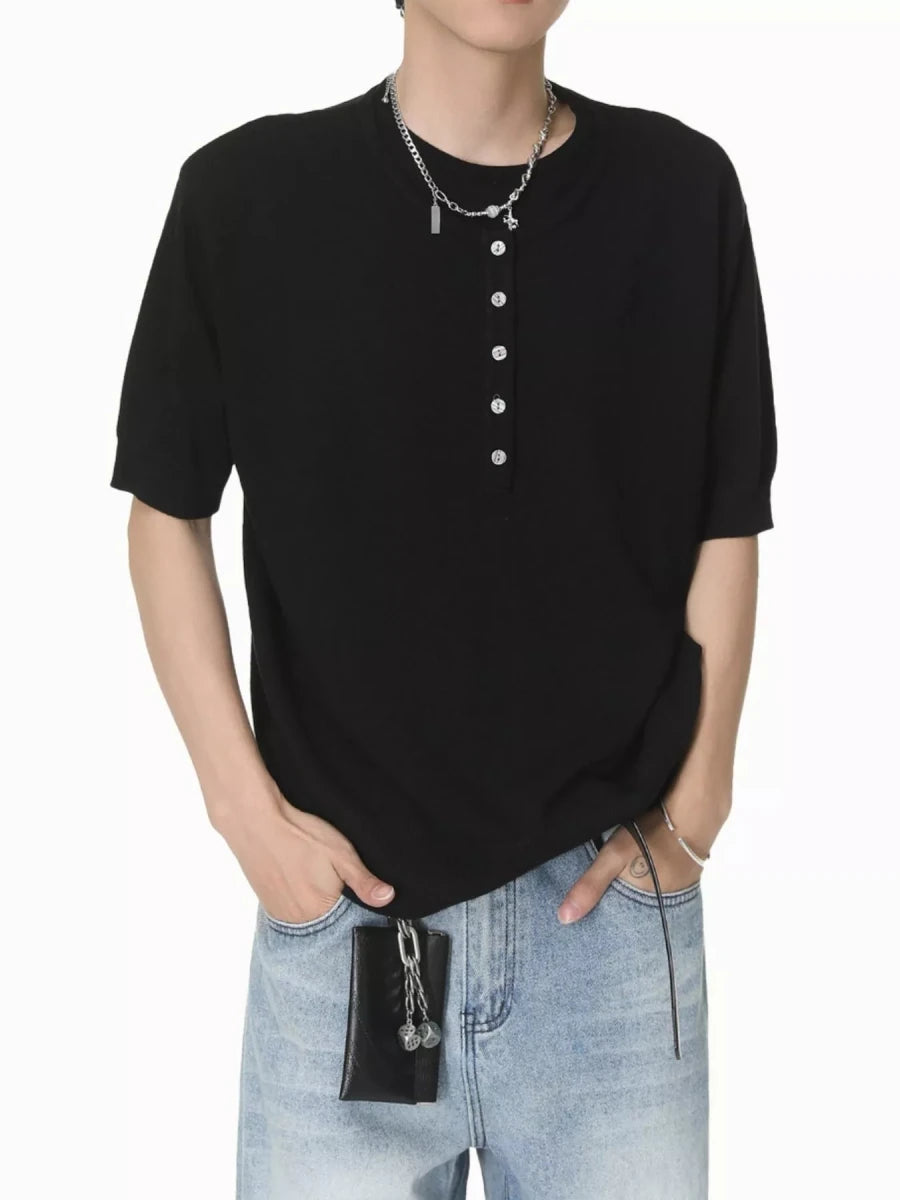 Men's Henley T-Shirt with Button Detail - WowStore.live