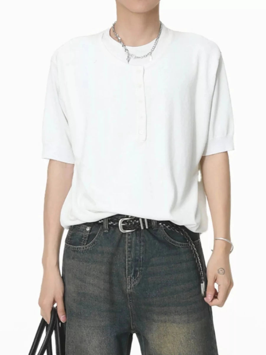 Men's Henley T-Shirt with Button Detail - WowStore.live