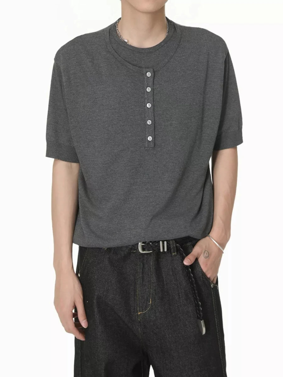 Men's Henley T-Shirt with Button Detail - WowStore.live