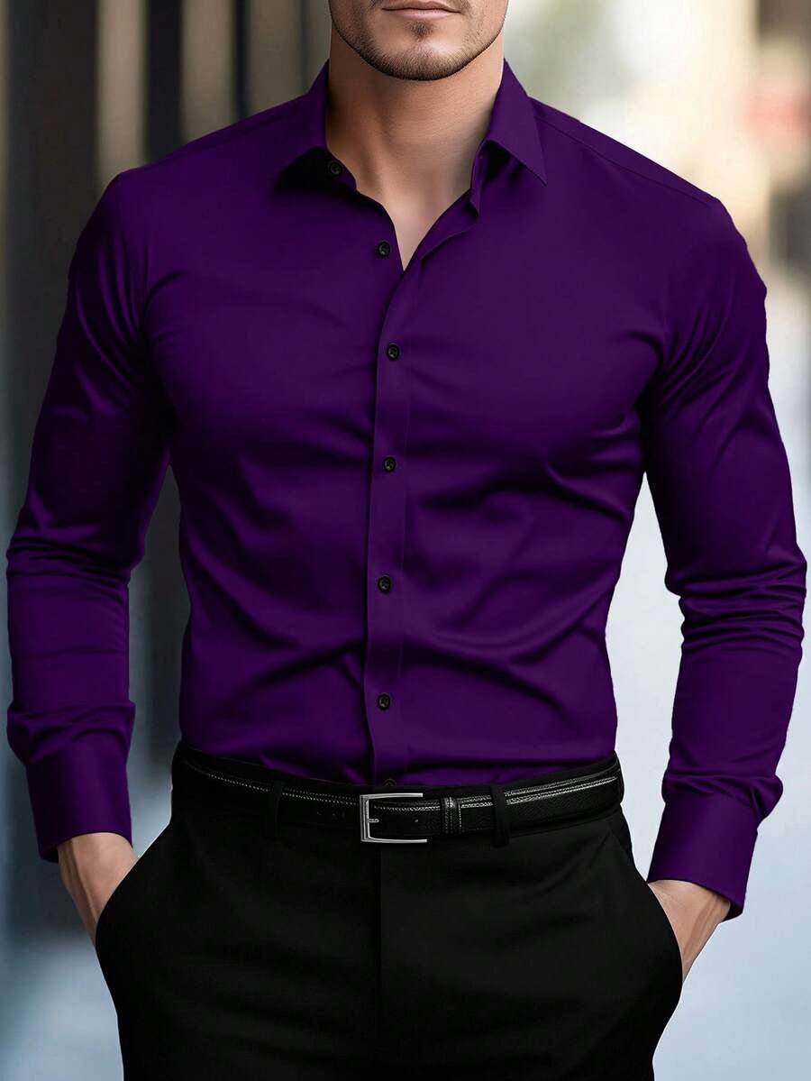 Men's Long-Sleeve Button-Up Shirt, 7 Colours — view 13