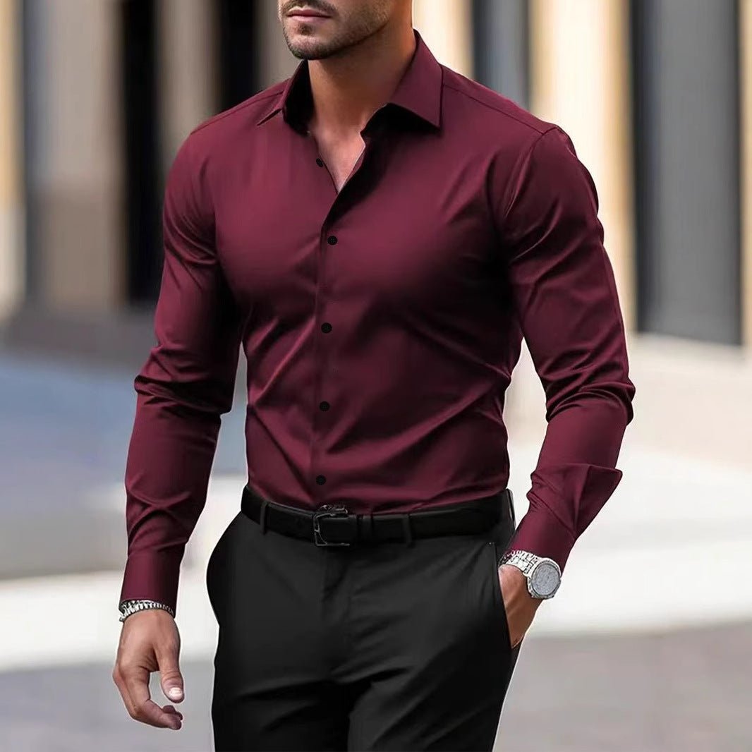Men's Long-Sleeve Button-Up Shirt, 7 Colours