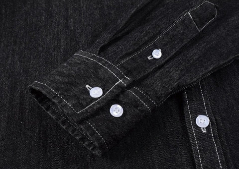 Mens Long Sleeve Single Pocket Denim Shirt - Wow Store