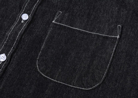 Mens Long Sleeve Single Pocket Denim Shirt - Wow Store