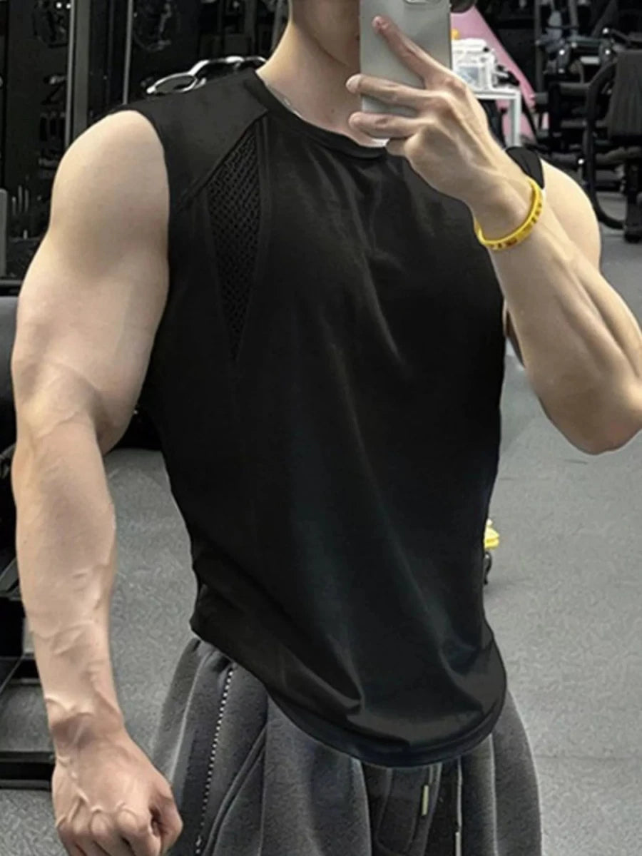 Men's Plus Size Breathable Mesh Panel Tank Top - WowStore.live