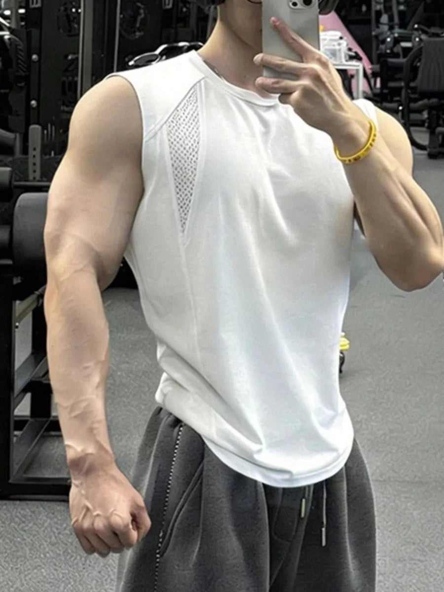 Men's Plus Size Breathable Mesh Panel Tank Top - WowStore.live