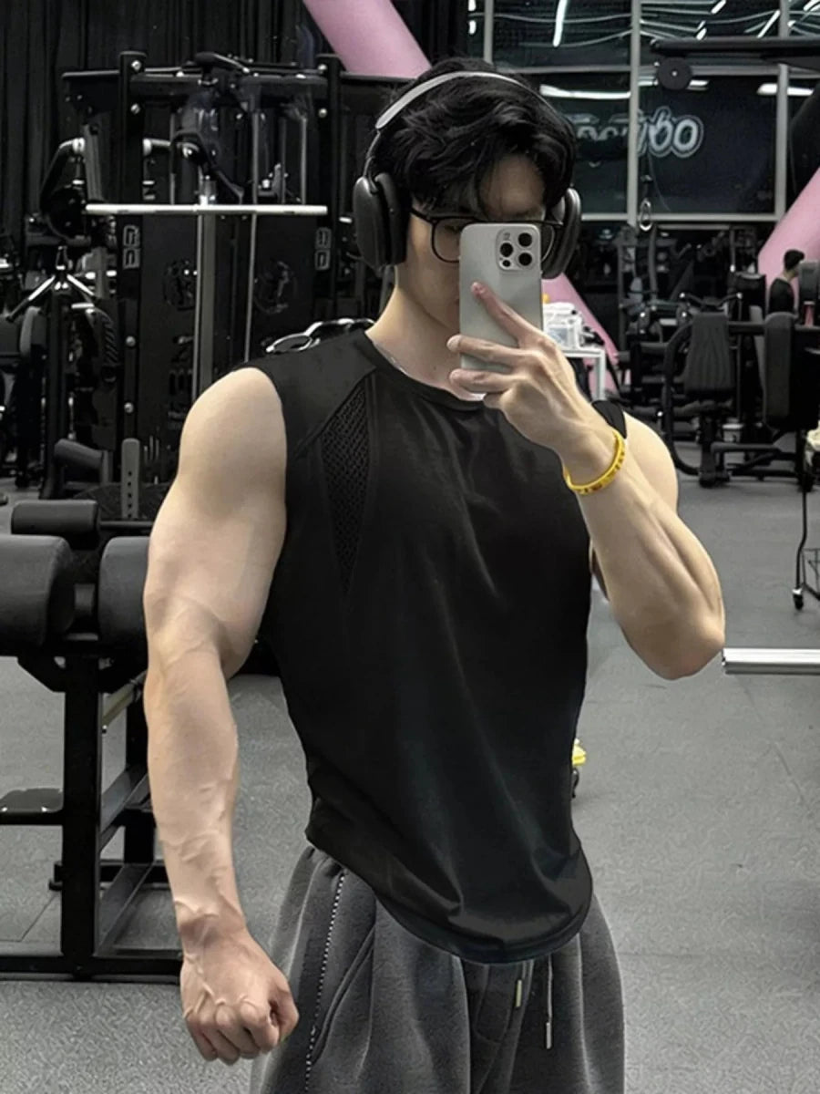 Men's Plus Size Breathable Mesh Panel Tank Top - WowStore.live