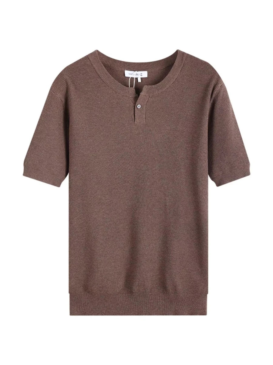 Men's Plus Size Casual Knit Henley T-Shirt - WowStore.live