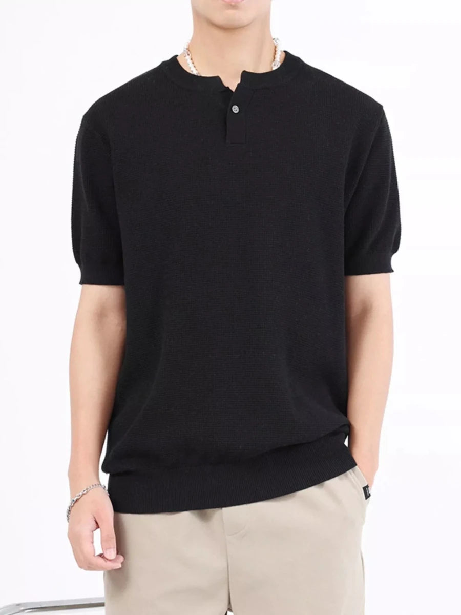 Men's Plus Size Casual Knit Henley T-Shirt - WowStore.live