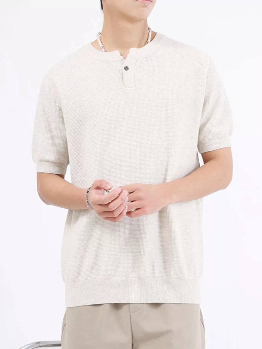 Men's Plus Size Casual Knit Henley T-Shirt - WowStore.live