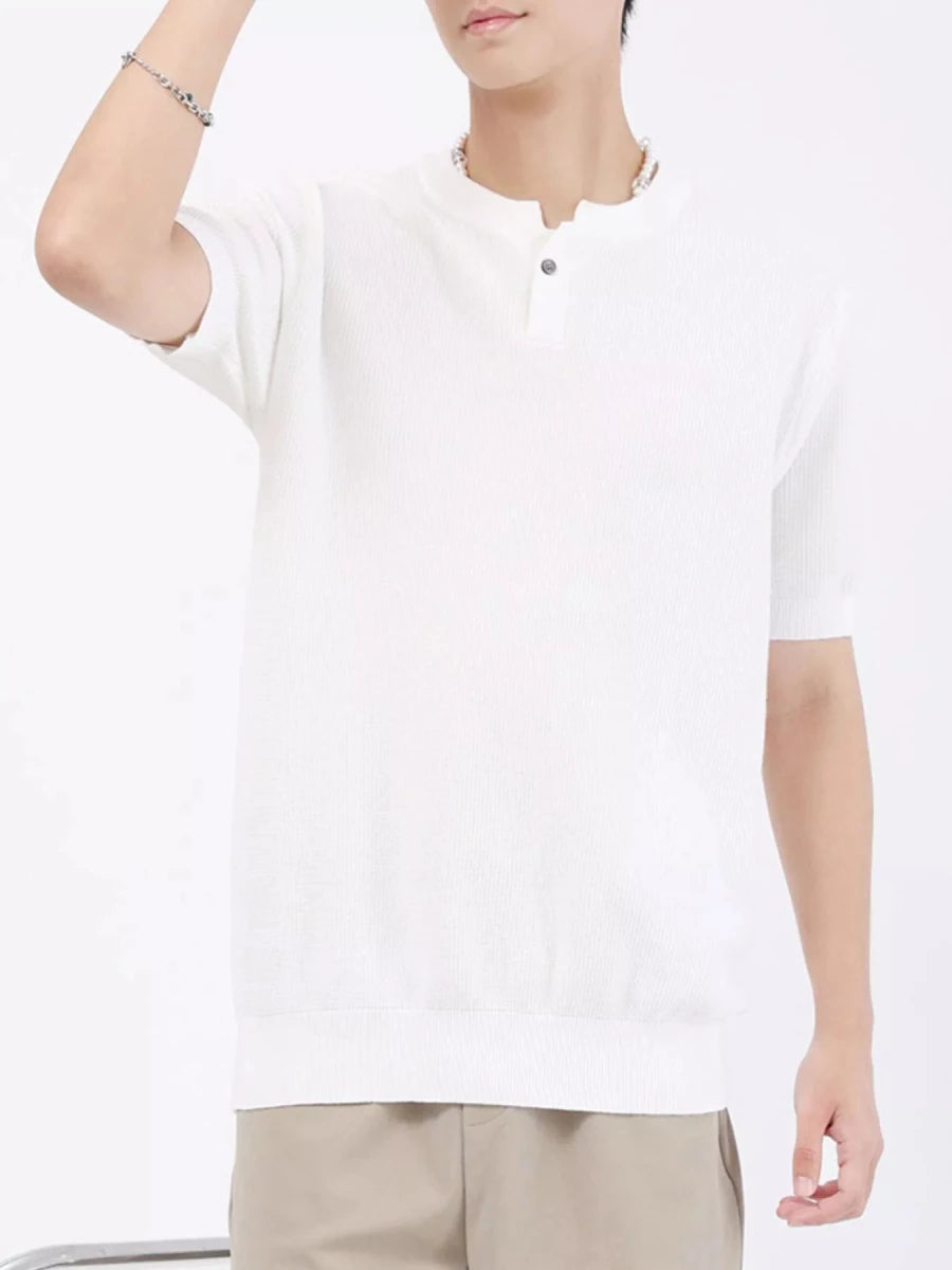 Men's Plus Size Casual Knit Henley T-Shirt - WowStore.live