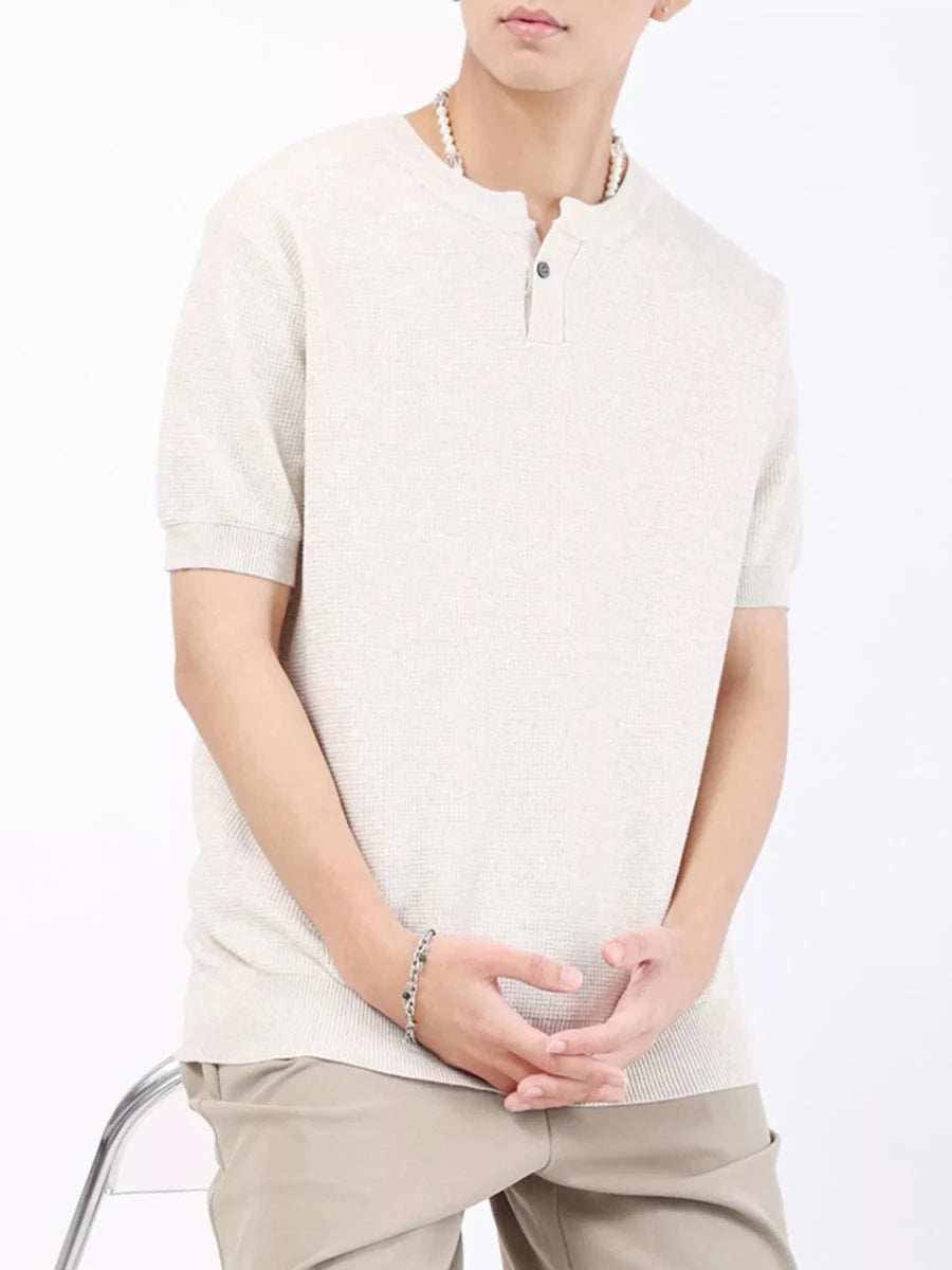 Men's Plus Size Casual Knit Henley T-Shirt - WowStore.live