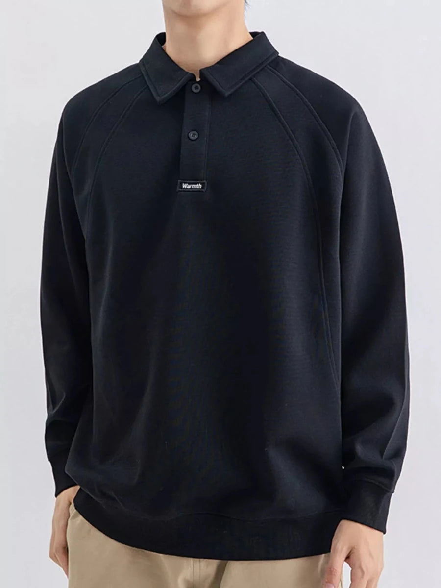Men's Plus Size Casual Long Sleeve Polo - WowStore.live