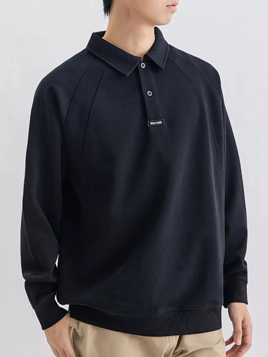 Men's Plus Size Casual Long Sleeve Polo - WowStore.live