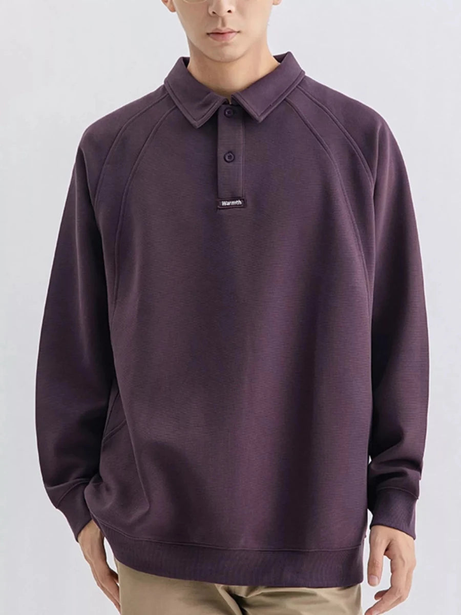 Men's Plus Size Casual Long Sleeve Polo - WowStore.live