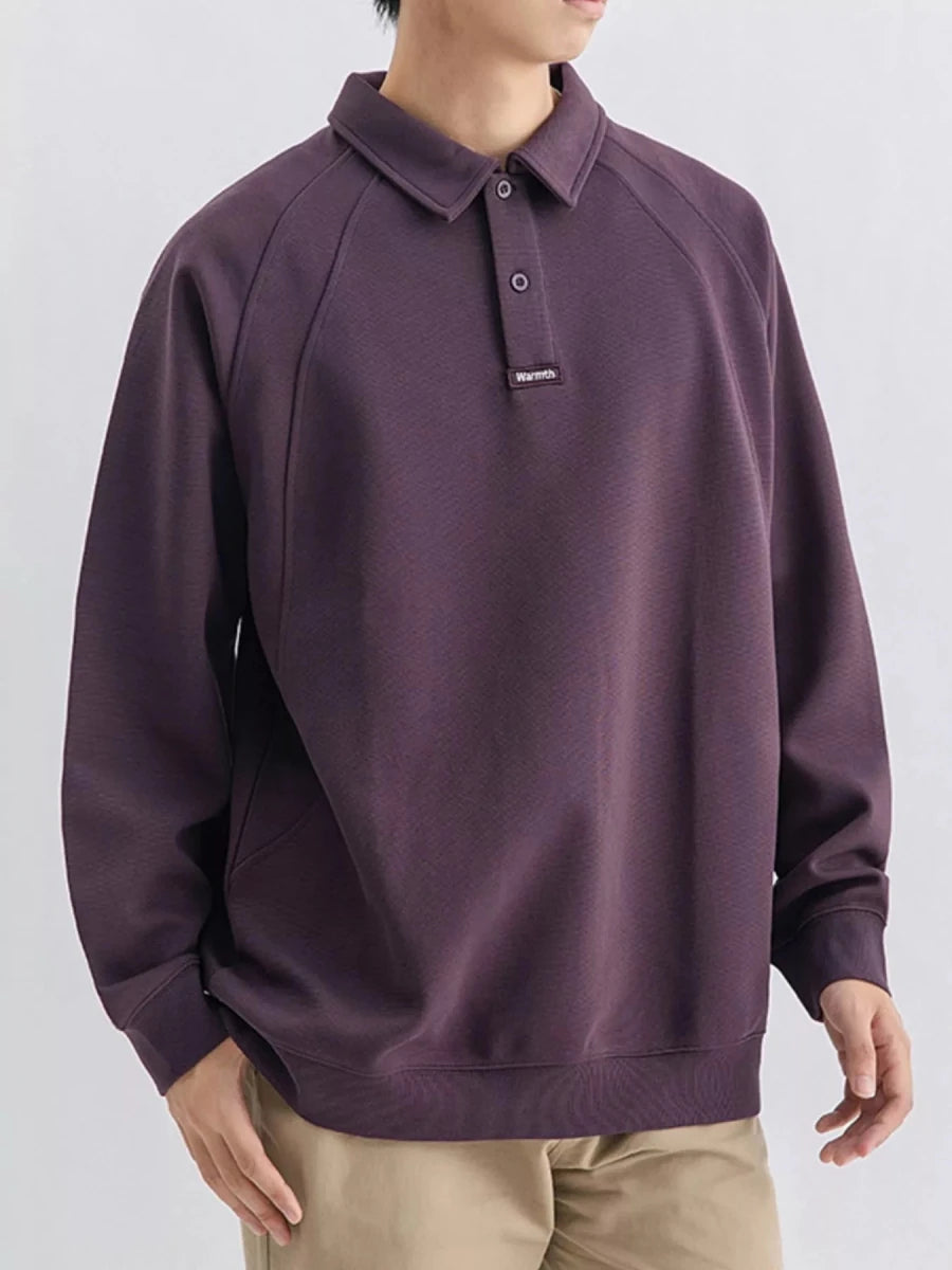 Men's Plus Size Casual Long Sleeve Polo - WowStore.live