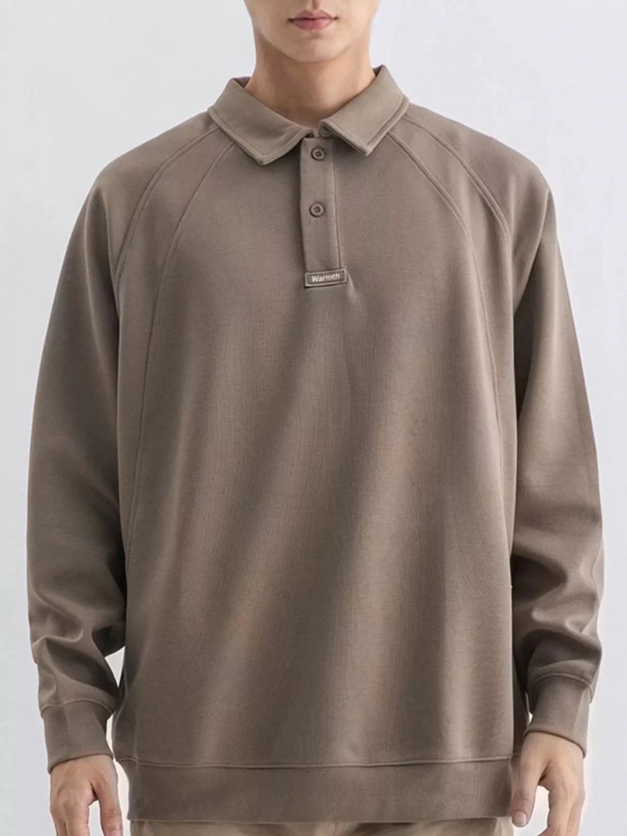 Men's Plus Size Casual Long Sleeve Polo - WowStore.live