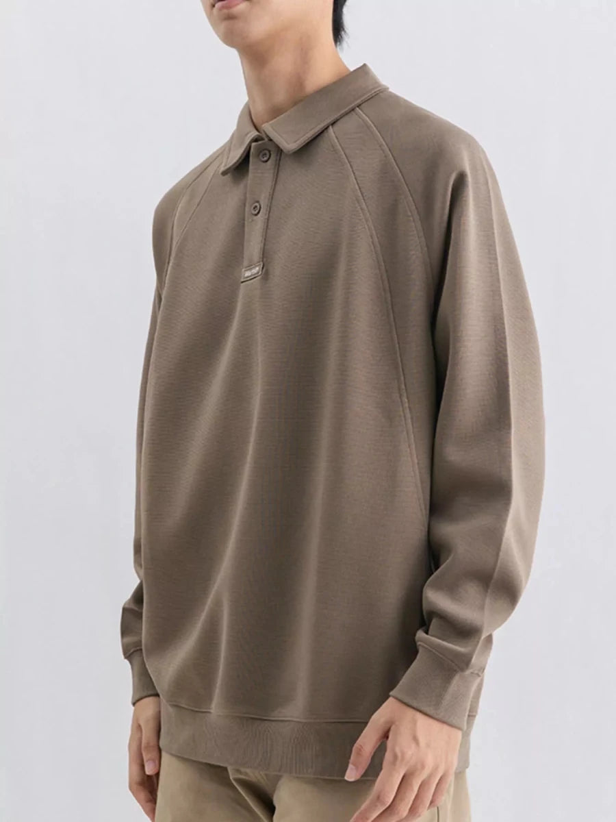 Men's Plus Size Casual Long Sleeve Polo - WowStore.live