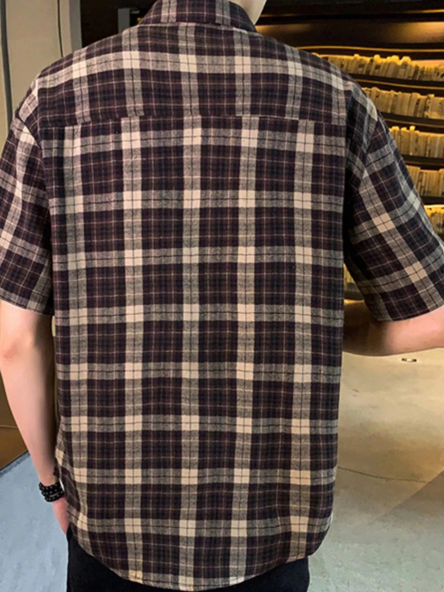 Men's Plus Size Casual Plaid Short Sleeve Shirt - Wow Store