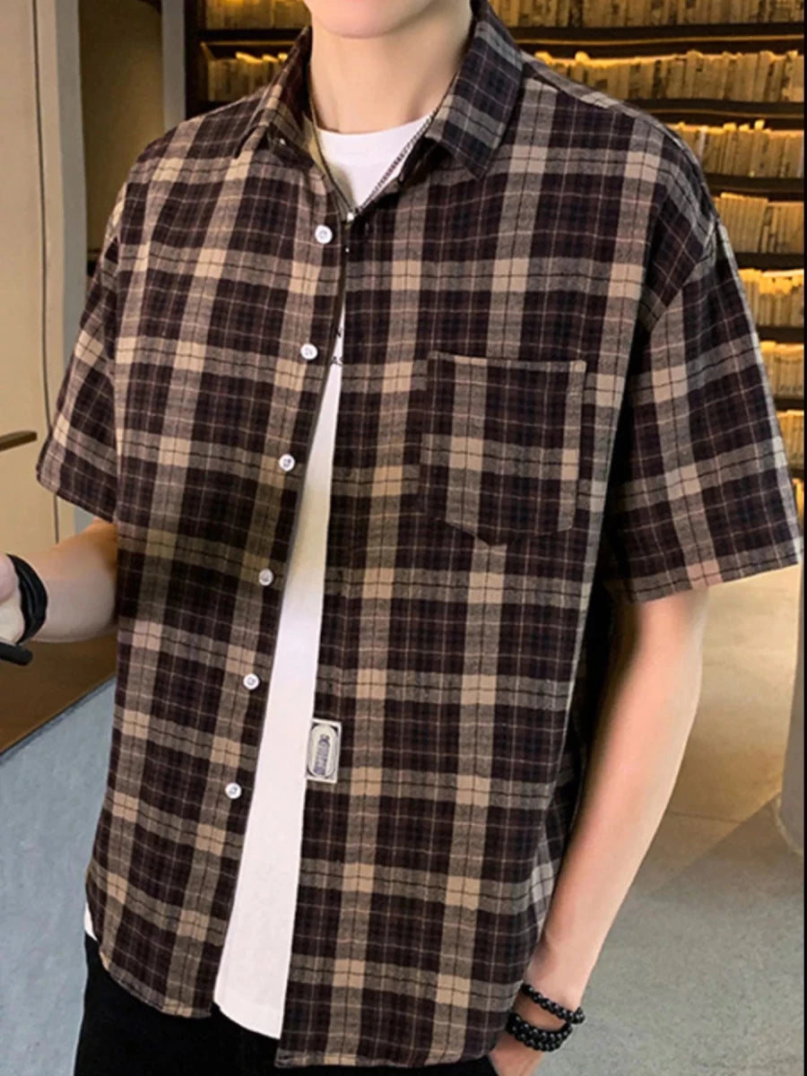 Men's Plus Size Casual Plaid Short Sleeve Shirt - Wow Store