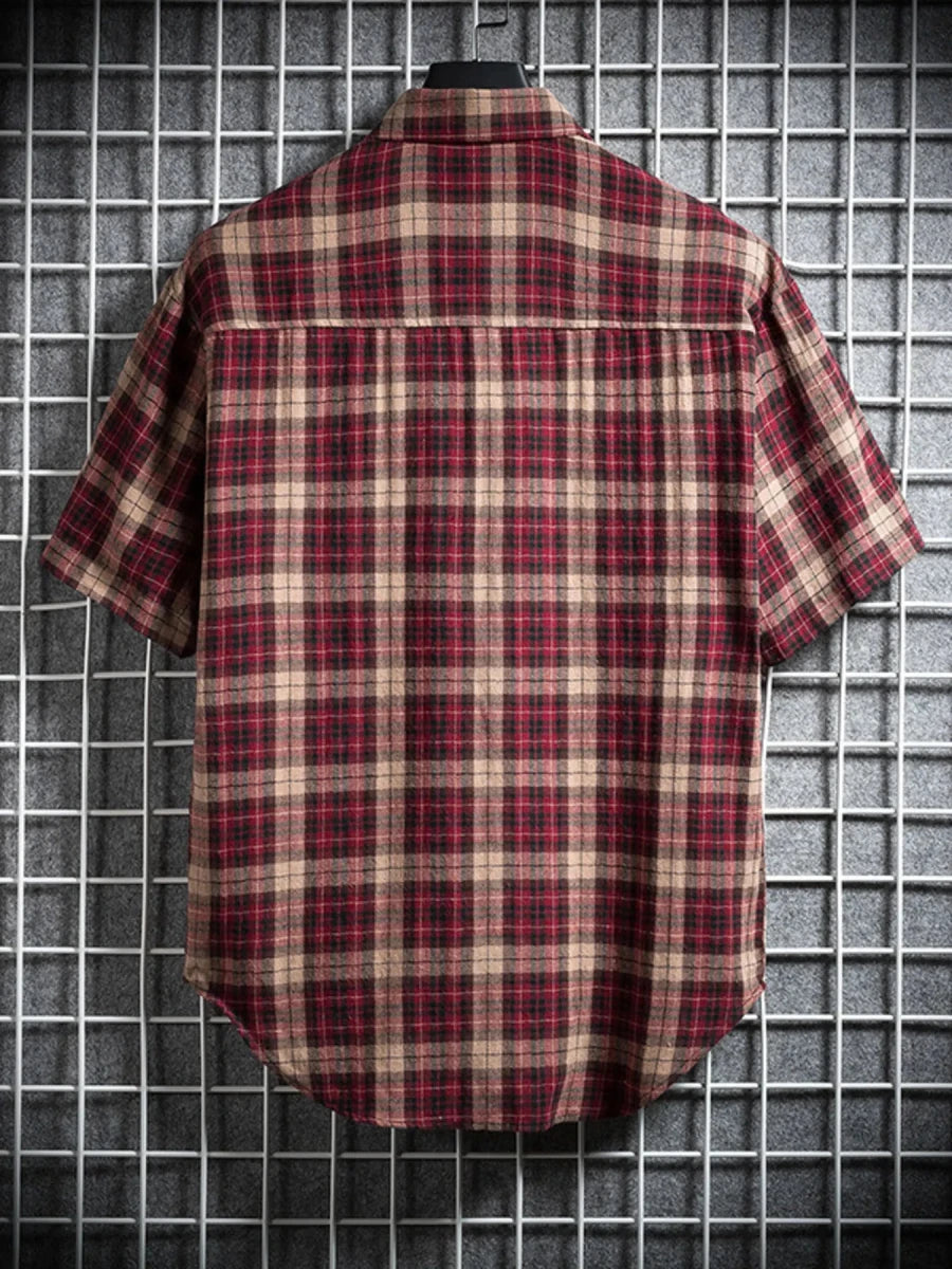 Men's Plus Size Casual Plaid Short Sleeve Shirt - Wow Store
