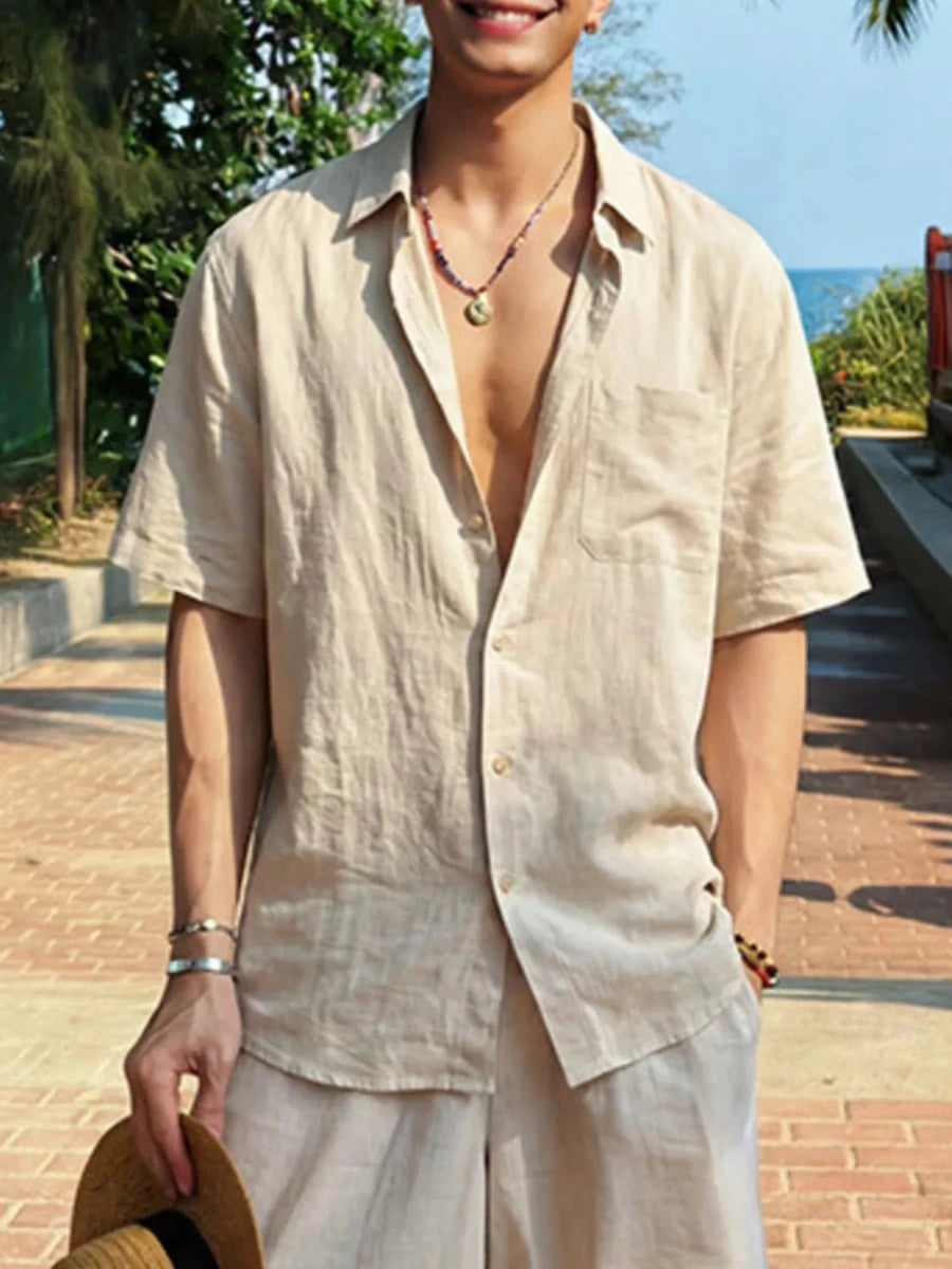 Men's Plus Size Casual Short-Sleeve Shirt - WowStore.live