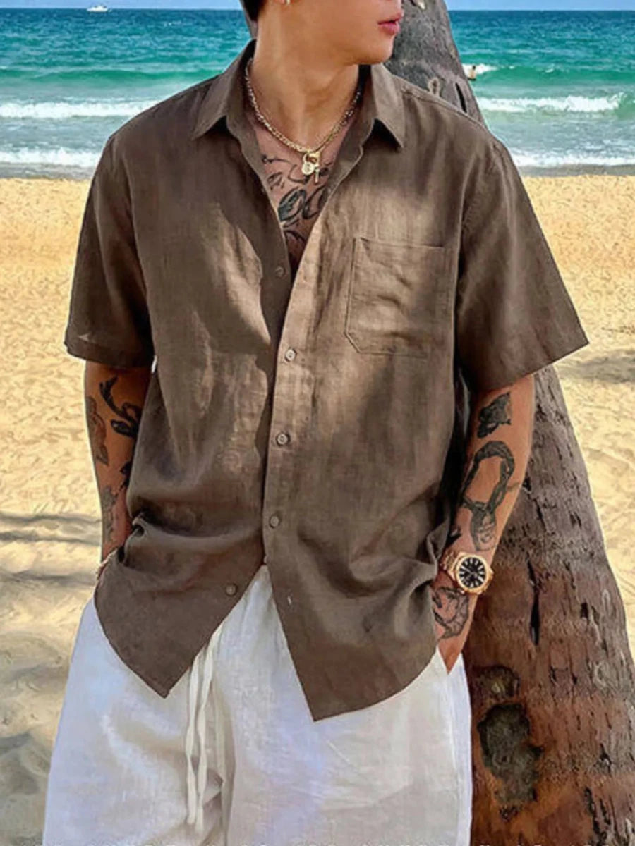 Men's Plus Size Casual Short-Sleeve Shirt - WowStore.live