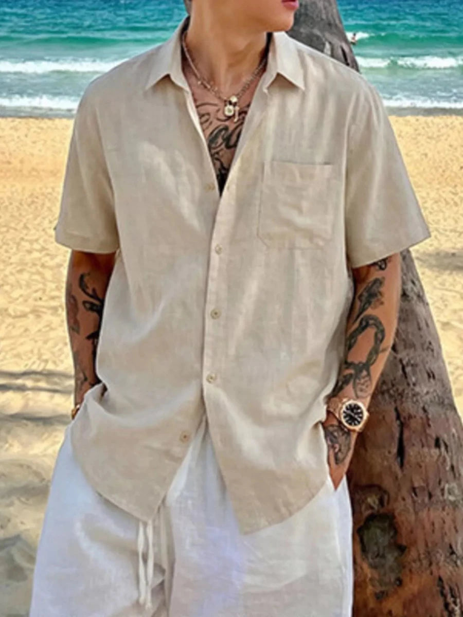 Men's Plus Size Casual Short-Sleeve Shirt - WowStore.live