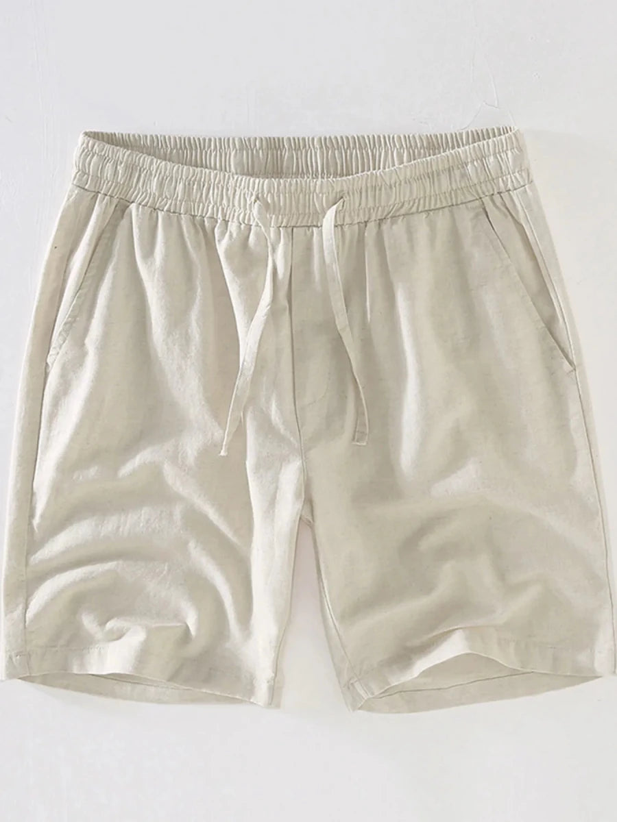 Men's Plus Size Drawstring Casual Shorts in khaki – relaxed fit, drawstring waist, side pockets