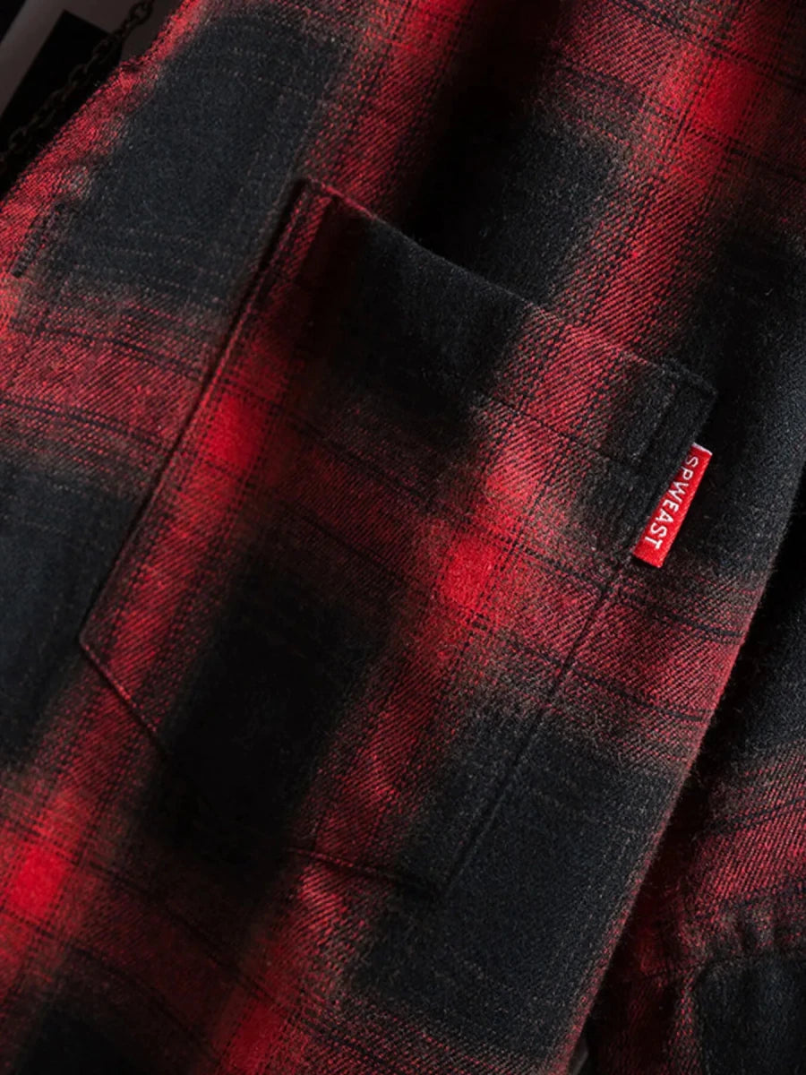 Men's Plus Size Plaid Button Up Short-Sleeve Shirt - WowStore.live