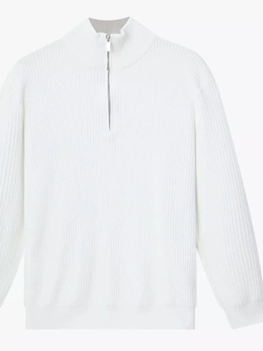 Men's Plus Size Ribbed Half-Zip Sweater - WowStore.live