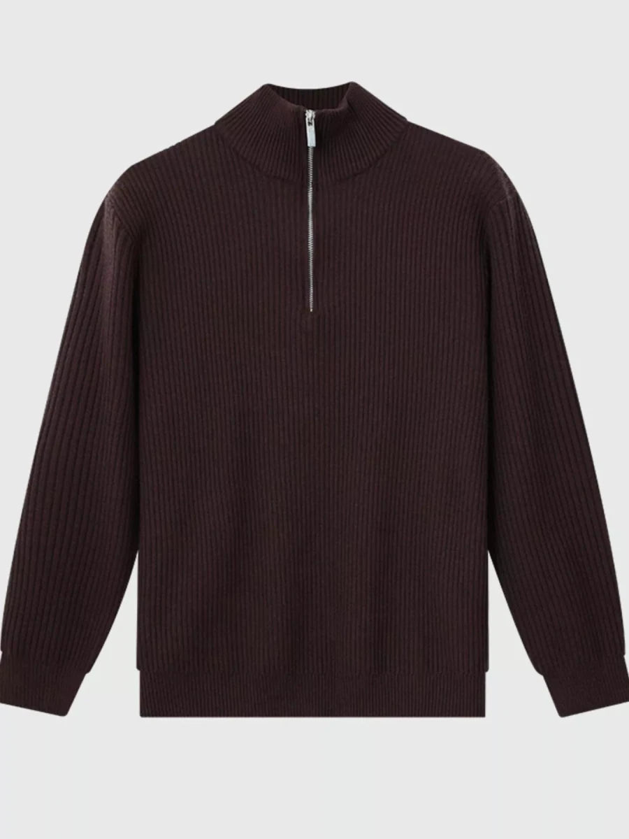 Men's Plus Size Ribbed Half-Zip Sweater - WowStore.live